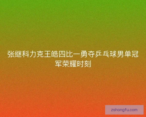 张继科力克王皓四比一勇夺乒乓球男单冠军荣耀时刻